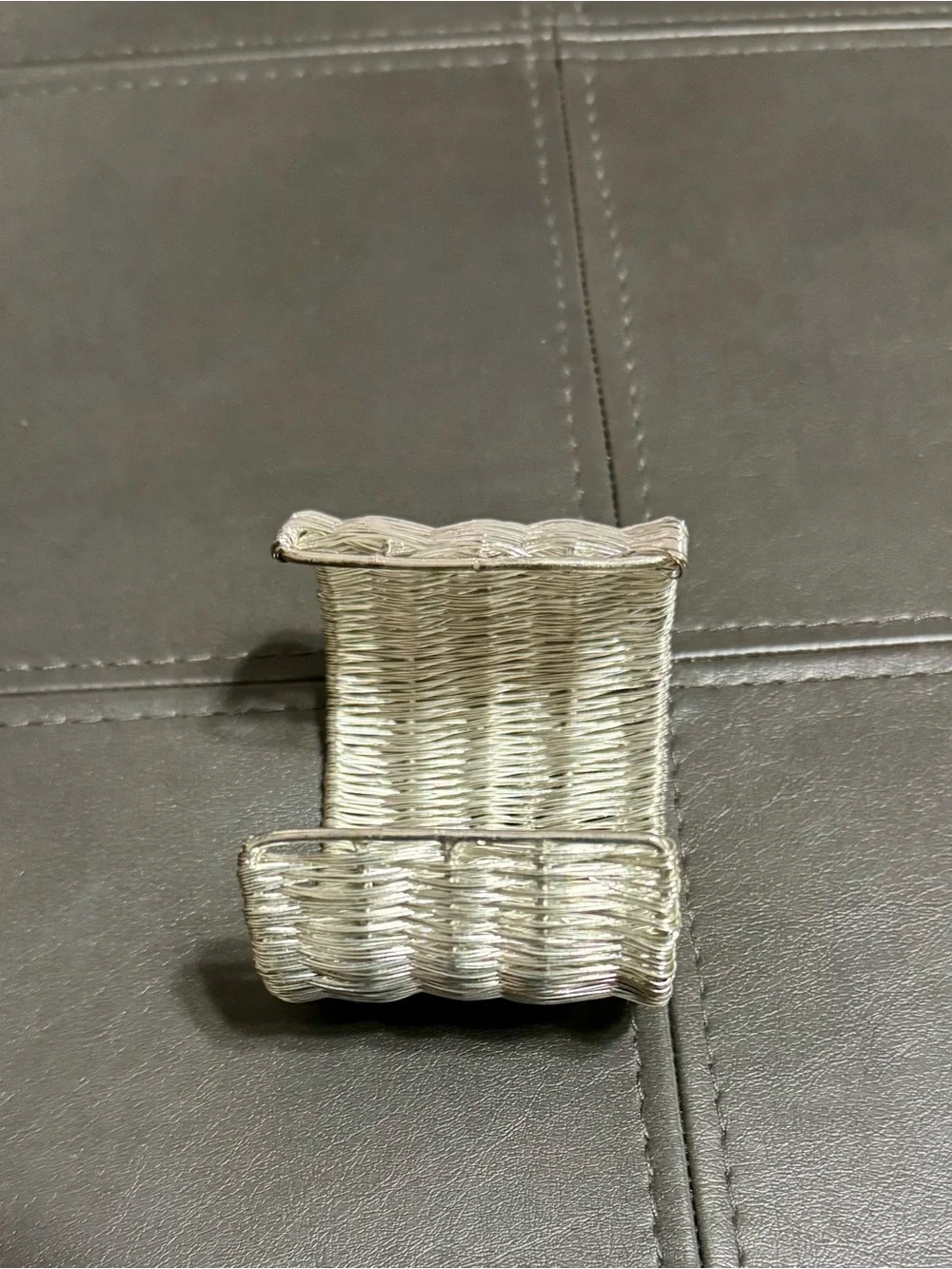 Metallic Silver Woven Wire Cuff Bracelet